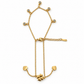 PN016G - Gold Double Chain Clover Heart & CZ Bezel Charm Narukvica od hirurškog čelika