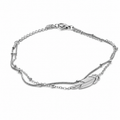 PN007 – Silver Double Layer Feather Snake & Satellite Chain Narukvica
