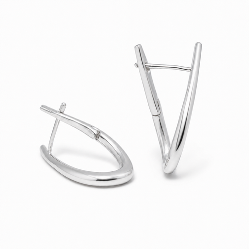 PM016 Silver Sharp V Huggie Minđuše od hirurškog čelika