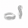 PM019 Silver Twisted Infinity Pavé Huggie Minđuše od hirurškog čelika