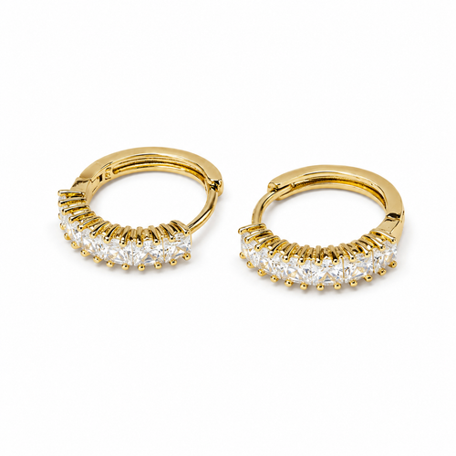PM013G – Gold Multi CZ Prong Eternity Hoop Minđuše