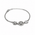 PN013 – Silver Clover Medallion & Charm Curb Chain Narukvica