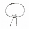PN011 – Silver Herringbone Glitter Butterfly Tassel Chain Narukvica