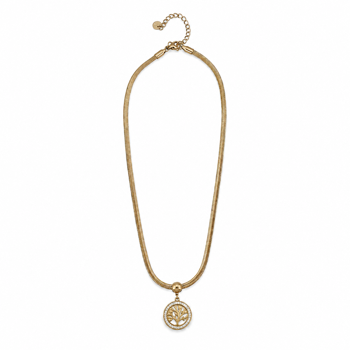 PO001G – Gold Tree of Life Herringbone Ogrlica
