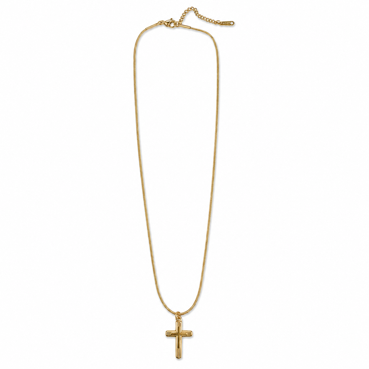 PO003G – Gold Ribbed Cross Snake Chain Ogrlica