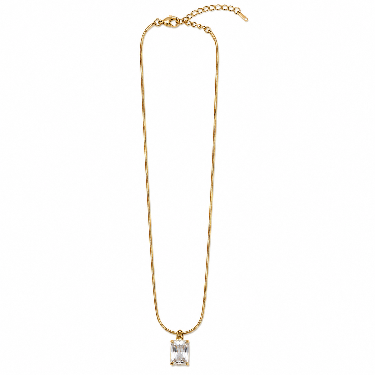 PO005G – Gold Emerald Cut CZ Snake Chain Ogrlica
