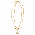 PO006G – Gold Double Butterfly Layered Satellite Ogrlica