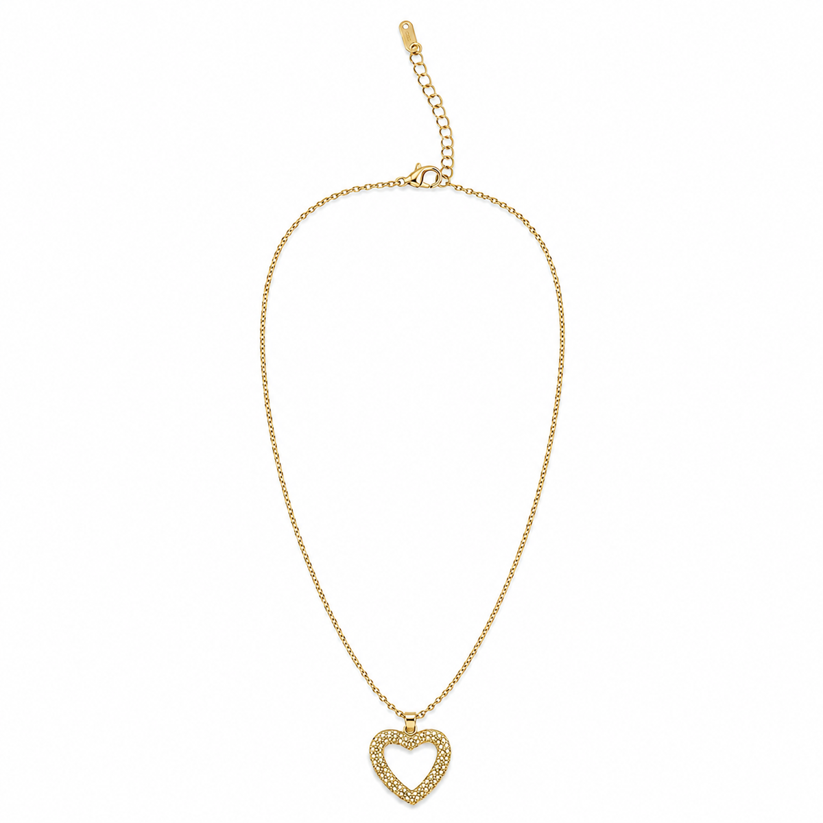 PO008G – Gold Open Heart CZ Pavé Cable Chain Ogrlica