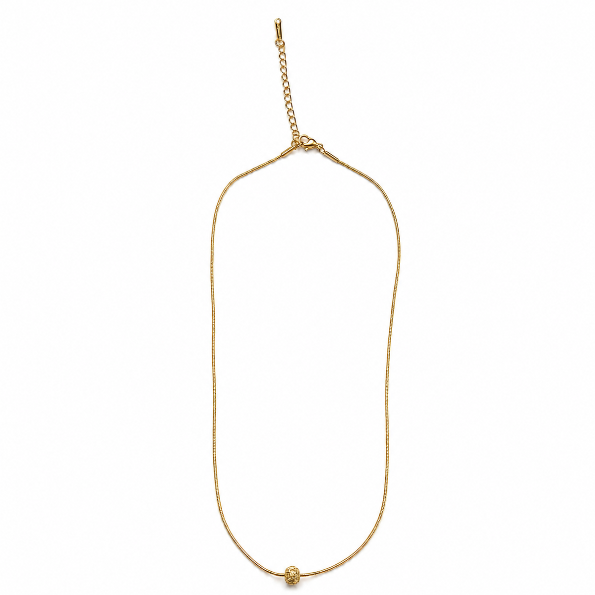 PO009G – Gold Single Textured Bead Snake Chain Ogrlica