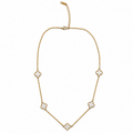 PO011G – Gold White Five Clover Chain Ogrlica
