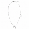 PO012 – Silver CZ Crescent Moon Satellite Chain Ogrlica