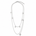 PO014 – Silver Layered Multi Disc & Heart Charm Cable Ogrlica