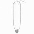 PO015 – Silver Full Pavé Lucky Clover Pendant Cable Ogrlica