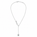 PO017 – Silver CZ Bar Lariat Smiley Face Oval Chain Ogrlica