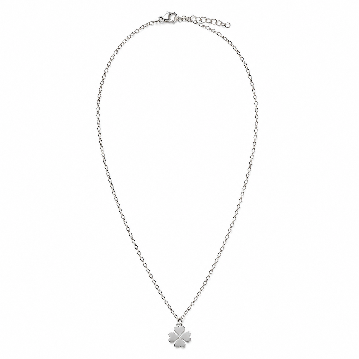 PO021 – Silver Mini Polished Clover Pendant Cable Ogrlica