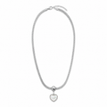 PO022 – Silver Sedef Heart Love Charm Mesh Ogrlica