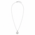PO023 – Silver Filigree Swan Round CZ Pendant Cable Ogrlica