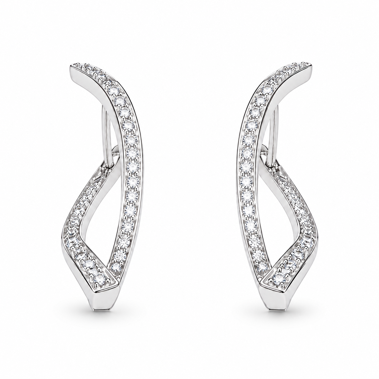 PM014 – Silver Twisted Wave CZ Ear Crawler Minđuše