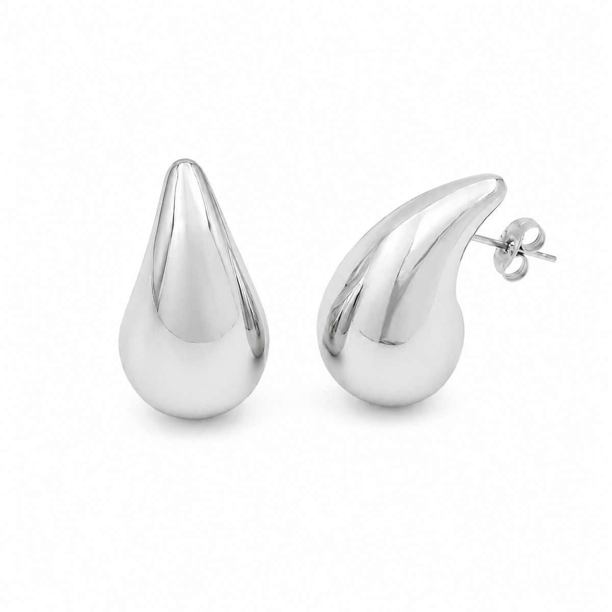 PM063 – Silver Chunky Teardrop Minđuše