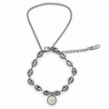 PN034 - Silver Double Chain White Round Charm Narukvica od hirurškog čelika