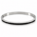 PNC037 - Silver Black Baguette Hinged Bangle Narukvica od hirurškog čelika