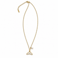 PO013G - Gold Whale Tail White Accent Pendant Ogrlica od hirurškog čelika