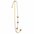 PO015G - Gold Asymmetric Puffy Heart Drop Ogrlica od hirurškog čelika