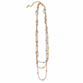 PO016G - Gold Tri-Color Layered Beaded Ogrlica od hirurškog čelika