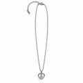 PO056 - Silver Open Heart Sparkle Drop Pendant Ogrlica od hirurškog čelika