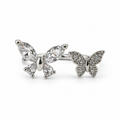 PP055 - Silver Twin Butterfly Marquise & Pavé Open Prsten od hirurškog čelika
