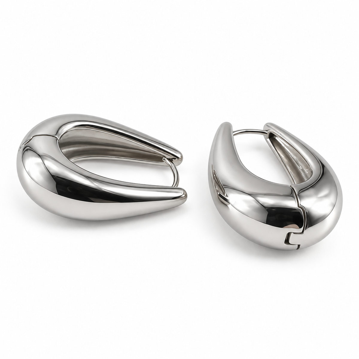 PM160 - Silver Chunky Teardrop Huggie Minđuše od hirurškog čelika