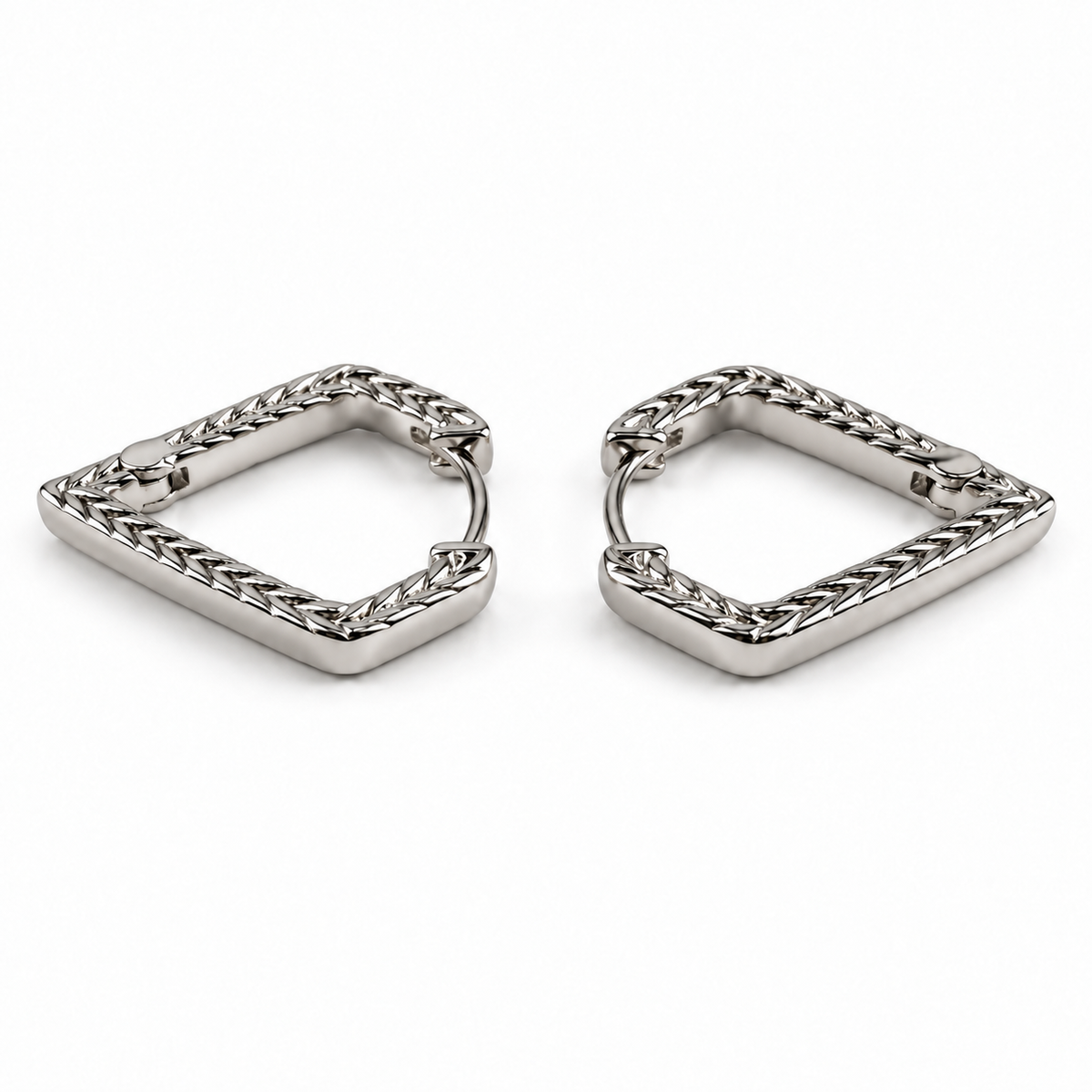 PM161 - Silver Braided Huggie Minđuše od hirurškog čelika