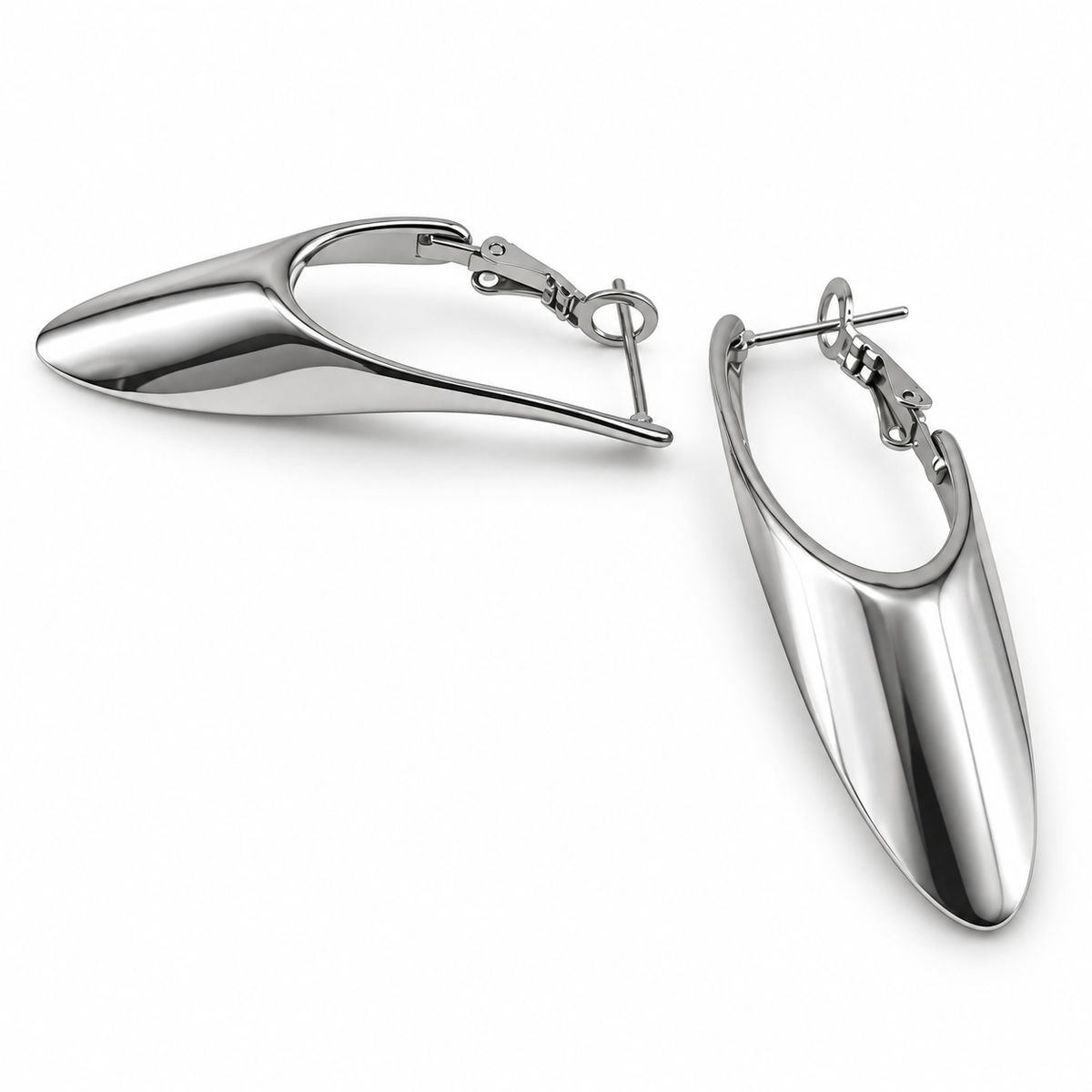 PM164 - Silver Tapered Drop Latch-Back Minđuše od hirurškog čelika