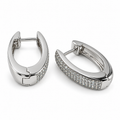PM166 - Silver Pavé Panel Huggie Minđuše od hirurškog čelika