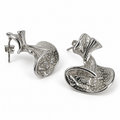 PM167 - Silver Sculptural Ribbon Sparkle Stud Minđuše od hirurškog čelika