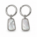 PM169 - Silver Mother of Pearl Drop Huggie Minđuše od hirurškog čelika