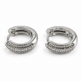 PM172 - Silver Double Row Pavé Huggie Minđuše od hirurškog čelika
