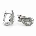 PM174 - Silver Pear CZ Pavé Leaf Huggie Minđuše od hirurškog čelika