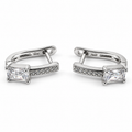PM177 - Silver Princess Cut CZ Pavé Bar Leverback Minđuše od hirurškog čelika