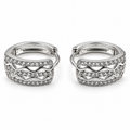 PM181 - Silver Triple Row Wave Pavé Huggie Minđuše od hirurškog čelika