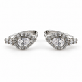 PM183 - Silver Pear CZ Side Stone Huggie Minđuše