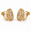 PM097G - Gold Floral Sparkle Clip-On Minđuše za nebušene uši od hirurškog čelika