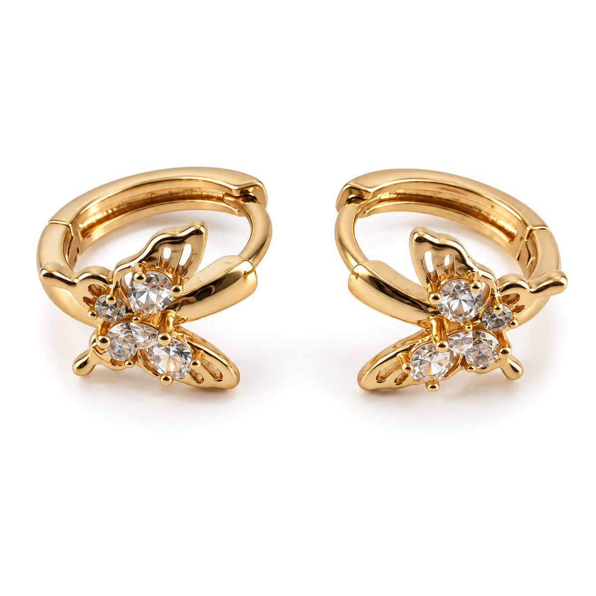 PM102G - Gold Five Sparkle Flower Huggie Minđuše od hirurškog čelika