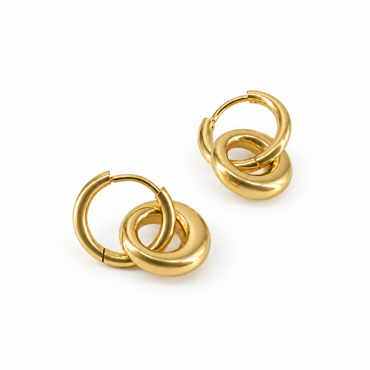 PM106G - Gold Chunky Donut Link Huggie Minđuše od hirurškog čelika