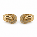 PM107G - Gold Pavé Interlocking Link Huggie Minđuše od hirurškog čelika
