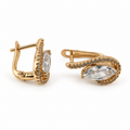 PM108G - Gold Marquise CZ Pavé Swirl Leverback Minđuše od hirurškog čelika