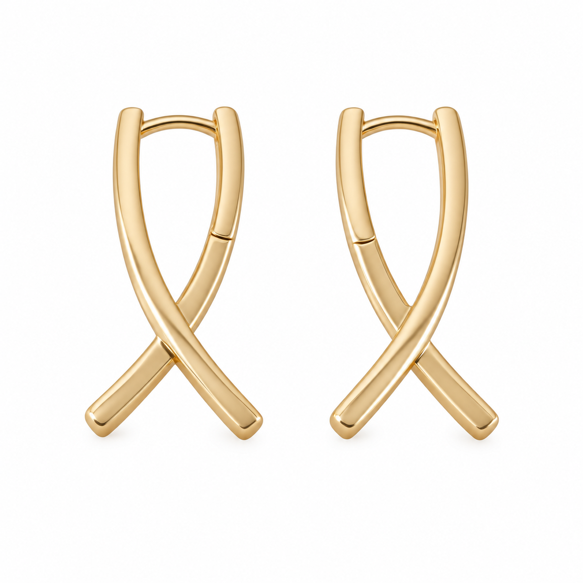 PM110G - Gold Crossed Arc Huggie Minđuše od hirurškog čelika