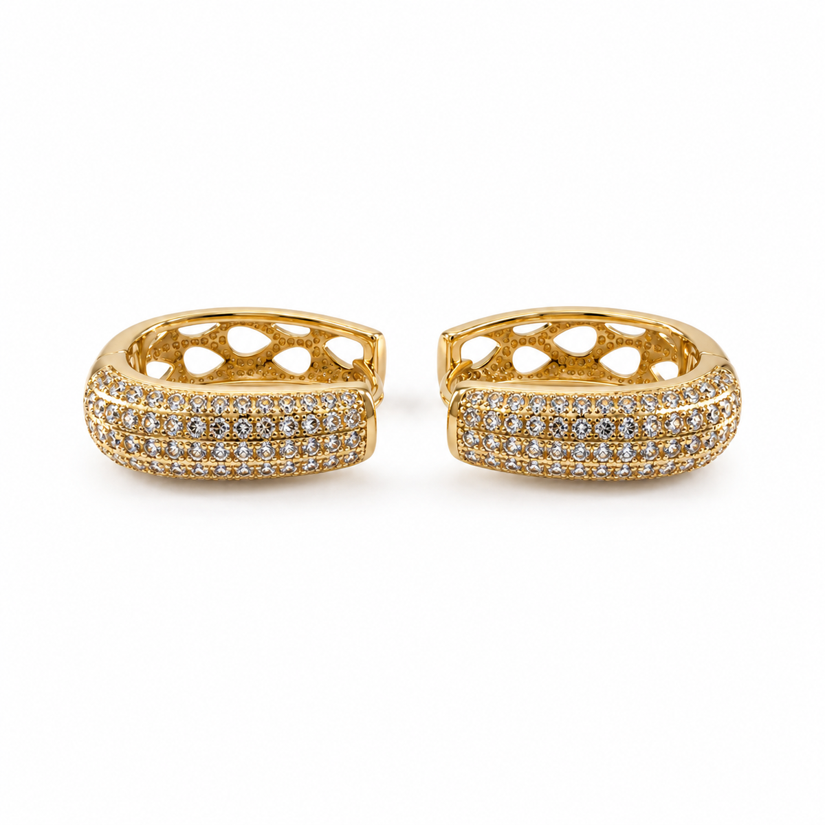 PM101G - Gold Four-Line Sparkle Huggie Minđuše od hirurškog čelika