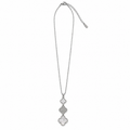 PO060 - Silver Triple Clover MOP Pavé Drop Ogrlica od hirurškog čelika