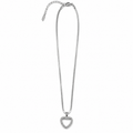 PO063 - Silver Open Heart CZ Pavé Snake Chain Ogrlica od hirurškog čelika